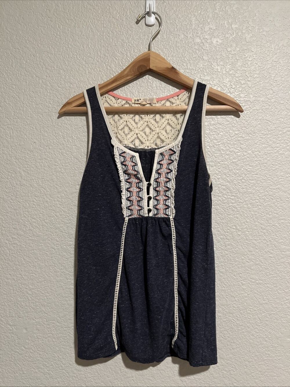 JOLT Top Pullover Boho Festival Lace Ruffle Beach Peasant Sz S